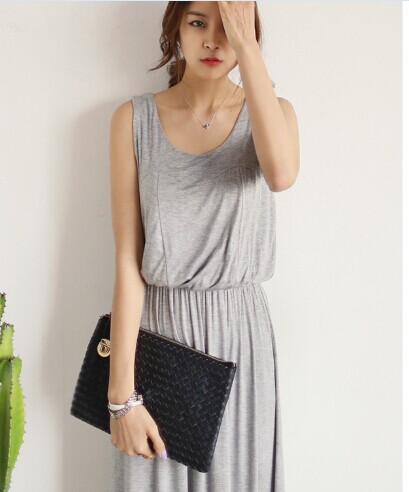 WD6109 Korea Stylish Long Dress Grey